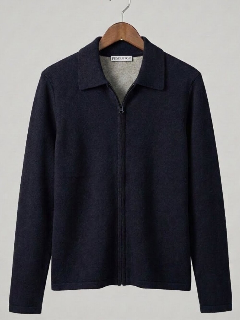 PENDLETON Men's Black Merino Wool Full Zip Sweater Size XL